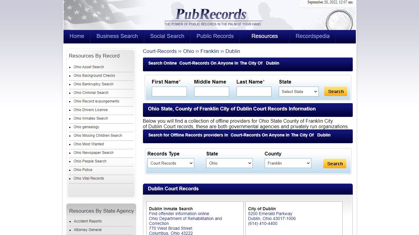 Dublin, Franklin County, Ohio Court Records - Pubrecords.com