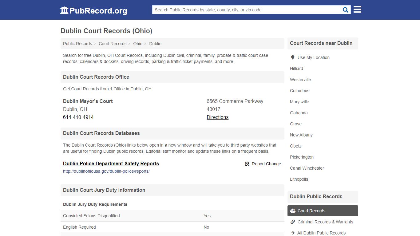 Free Dublin Court Records (Ohio Court Records) - PubRecord.org